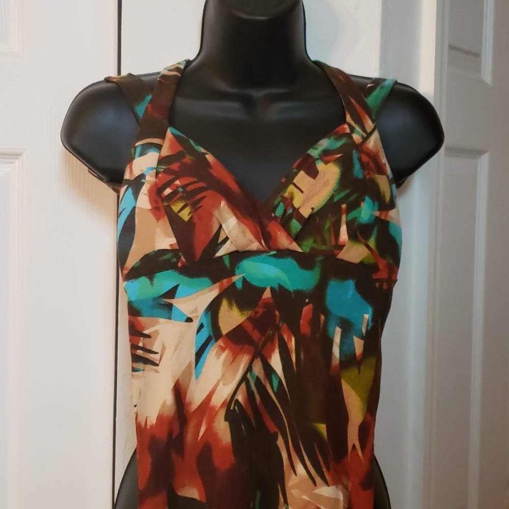 Cache Pattern Halter Top W/ Beautiful Pattern Euc - image 2